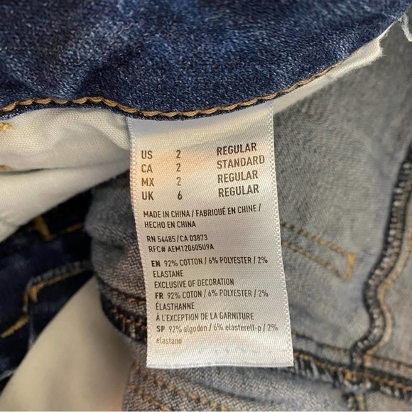 American eagle super stretch ripped size 2 reg distressed casual skinny jeggings - Picture 7 of 9